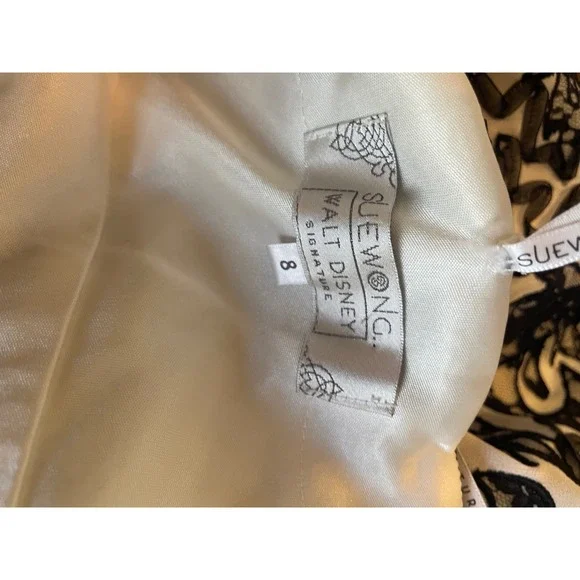 Sue Wong Walt Disney Strapless Black White Cocktail Dress Beaded Lace Size 8 - Picture 8 of 9